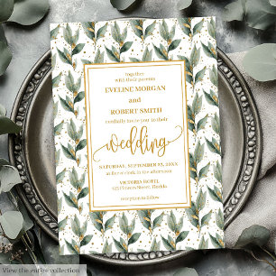 Geraffineerde salie groen goud eucalyptus bruiloft kaart