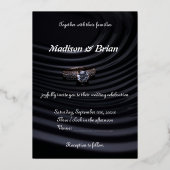 Geraffineerde stijl: Black & Grey bruiloft uitnodi Folie Uitnodiging (Voorkant)