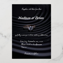 Geraffineerde stijl: Black & Grey bruiloft uitnodi Folie Uitnodiging