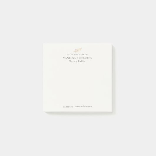 Geraffineerde Tan en Gouden Veer Eenvoudige Notari Post-it® Notes (Voorkant)