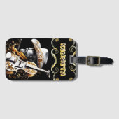 Geraffineerde viool met gewaagde cowboykunst bagagelabel (Voorkant (horizontaal))