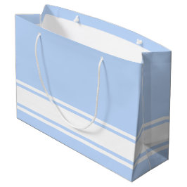 Geraffineerde witte basis racestrepen op baby blau groot cadeauzakje