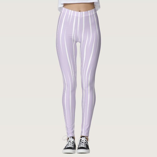 Geraffineerde witte unieke vlammen Lila Leggings (Voorkant)