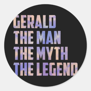 Gerald het man de mythe van de legendarische dag ronde sticker