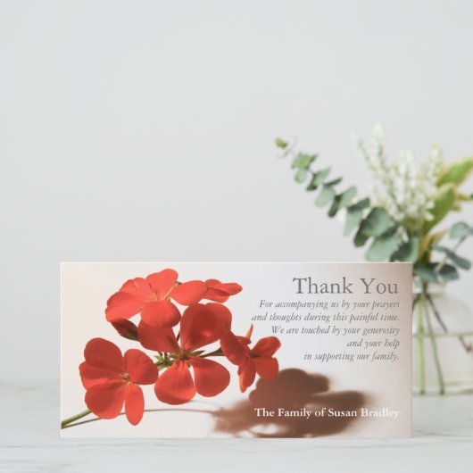 Geranium 1 Sympathie Hartelijk dank Bedankkaart (Staand voorkant)