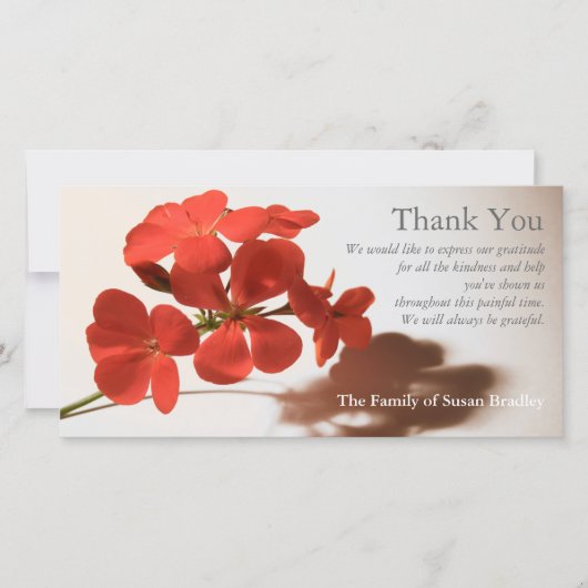 Geranium 2 Sympathie Dank je wel bijpassende stemp Bedankkaart (Voorkant)