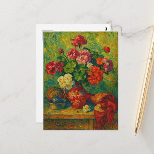 Geranium Ansichtkaart Briefkaart (Voorkant / Achterkant in situ)