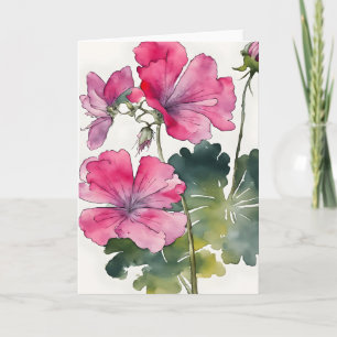 Geranium - Aquarel bloemen Kaart