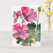 Geranium - Aquarel bloemen Kaart (Gele Bloem)