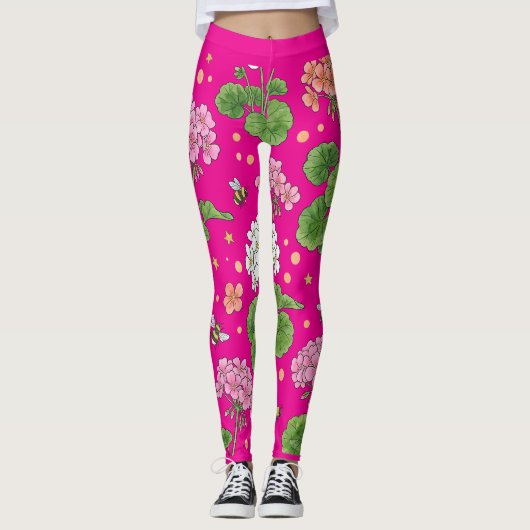 Geranium Bloem Leggings (Voorkant)
