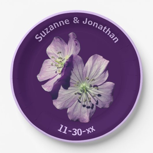Geranium Bloemen Gepersonaliseerde Bruid Papieren Bordje (Voorkant)