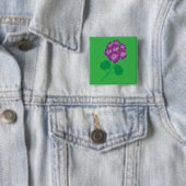 Geranium Bloemen Vierkante Button 5,1 Cm (In situ)