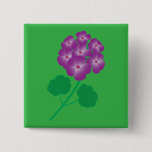 Geranium Bloemen Vierkante Button 5,1 Cm