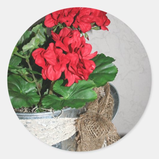 Geranium Bouquet Ronde Sticker (Voorkant)