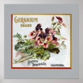 Geranium Brand Fruit Crate Label Poster (Voorkant)