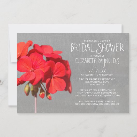 Geranium Bridal Shower Invitations Kaart (Voorkant)