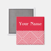 Geranium Diamond Chevron met naam Magneet (Voorkant / Achterkant)