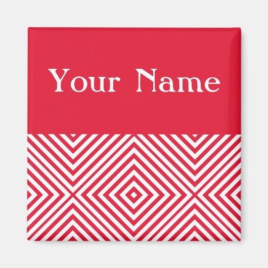 Geranium Diamond Chevron met naam Magneet (Voorkant)