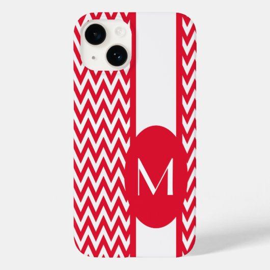 Geranium Elegant Chevron Design met monogram Case-Mate iPhone Case (Achterkant)