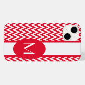 Geranium Elegant Chevron Design met monogram Case-Mate iPhone Case (Achterkant (horizontaal))