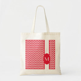 Geranium Elegant Chevron Design met monogram Tote Bag