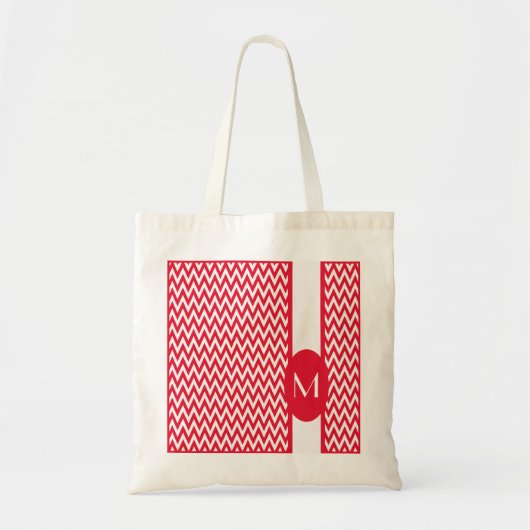 Geranium Elegant Chevron Design met monogram Tote Bag (Voorkant)