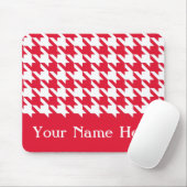 Geranium Elegant Houndstooth met aangepaste naam Muismat (Met muis)