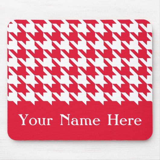 Geranium Elegant Houndstooth met aangepaste naam Muismat (Voorkant)