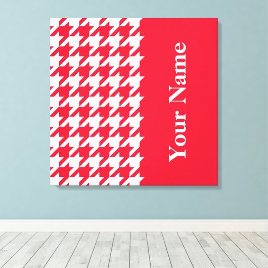 Geranium Elegant Houndstooth met naam Canvas Afdruk (Insitu (Houten vloer))