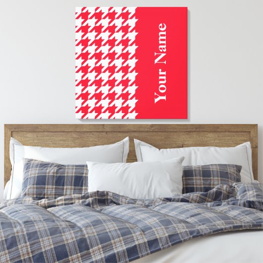 Geranium Elegant Houndstooth met naam Canvas Afdruk (Insitu (Slaapkamer))