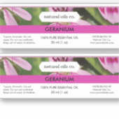 Geranium essentiële oliën geur fles etiket sticker (Voorkant)