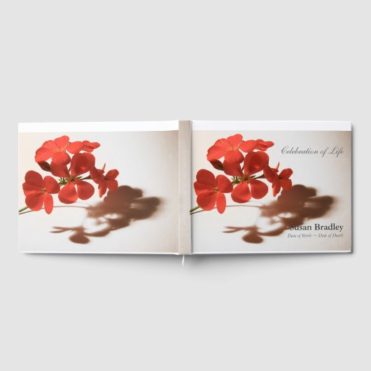 Geranium Floral Photography Funeral Guest Book Gastenboek (Volledig)