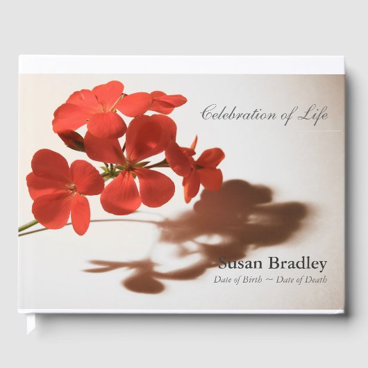 Geranium Floral Photography Funeral Guest Book Gastenboek (Voorkant)