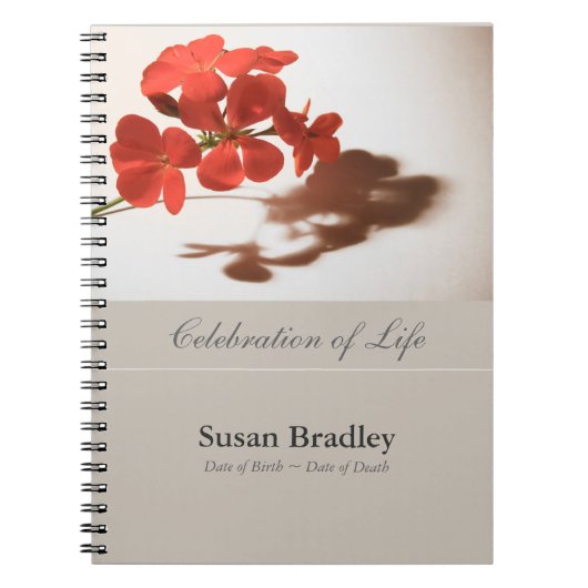 Geranium Floral Photography Funeral GuestBook Notitieboek (Voorkant)