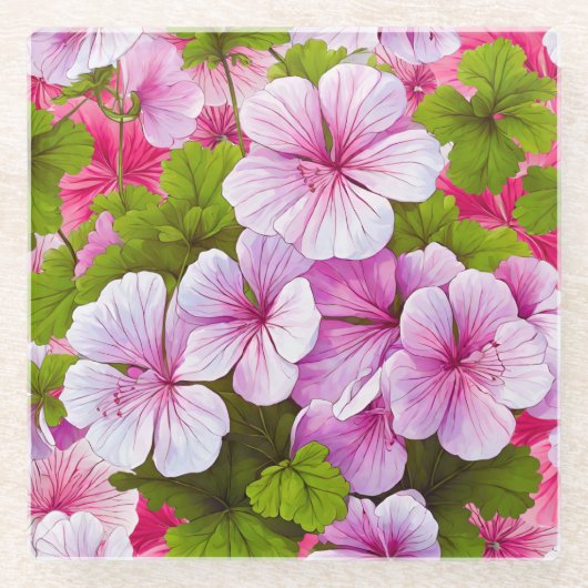 Geranium Flower Onderzetter Glazen Onderzetter (Voorkant)