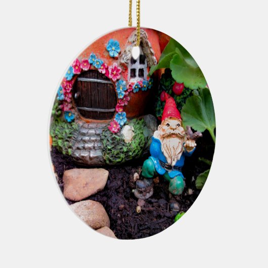 Geranium Gnome 01 Keramisch Ornament (Rechts)