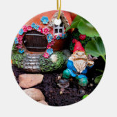 Geranium Gnome 01 Keramisch Ornament (Voorkant)