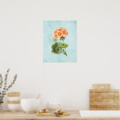 Geranium Illustratie op verouderde denim Poster (Keuken)