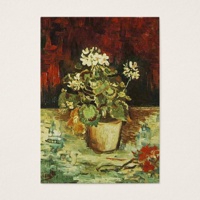 Geranium in een bloempot, van Gogh Visitekaartjes (Voorkant)