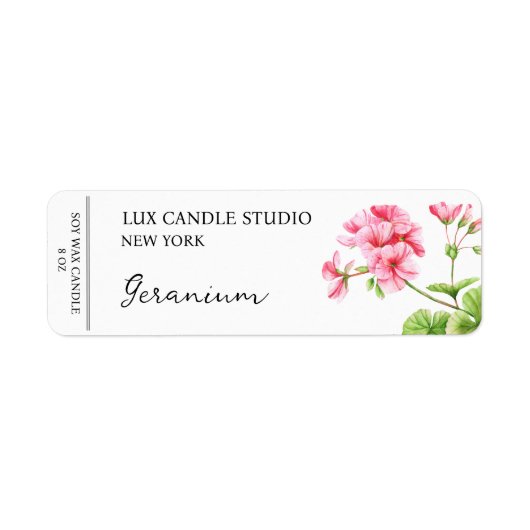 Geranium kaarsetiket etiket (Voorkant)