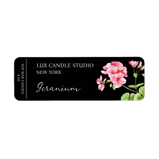 Geranium kaarsetiket etiket (Voorkant)