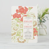  Geranium Lijst Letterpress Stijl Trouwen Kaart (Staand voorkant)