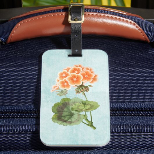 Geranium op Aged Denim Bagagelabel (Voorkant Insitu 2)
