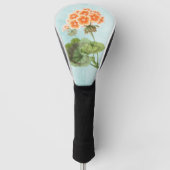 Geranium op verweerde denim golfheadcover (Voorkant)