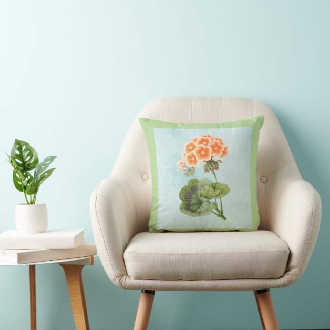 Geranium op Vieux Denim Kussen (Stoel)