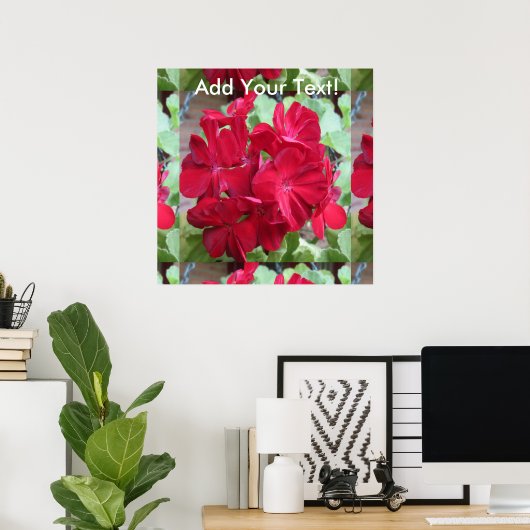 Geranium Plant Red Floral Poster (Thuiskantoor)
