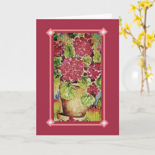 Geranium Roze Happy Moederdag Kaart (Gele Bloem)