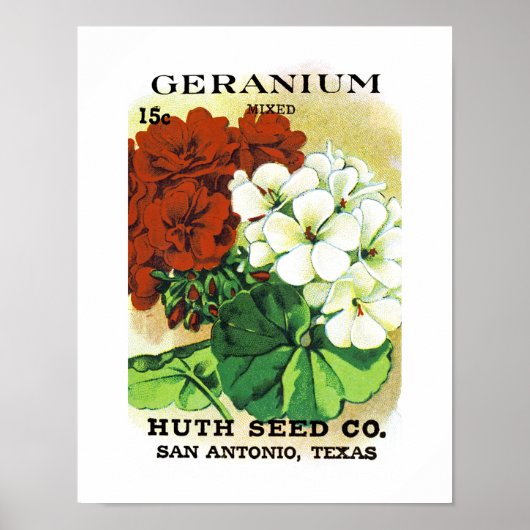 Geranium Seed Packet Label Poster (Voorkant)