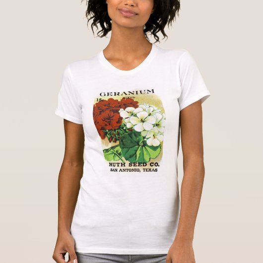 Geranium Seed Packet Label T-shirt (Voorkant)