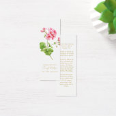 Geranium | Simple Funeral Memorial Mini Bookmark Visitekaartjes (Bureau)